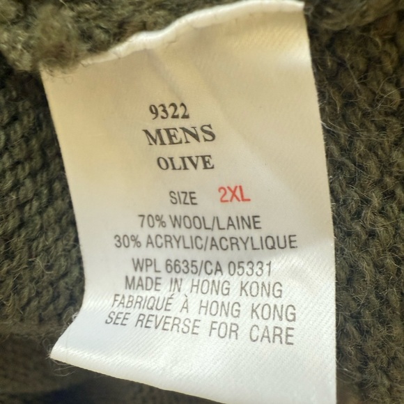 Woolrich Men's Olive Green 1/4 Zip Sweater Wool Blend Classic Knit 2XL - Picture 5 of 6